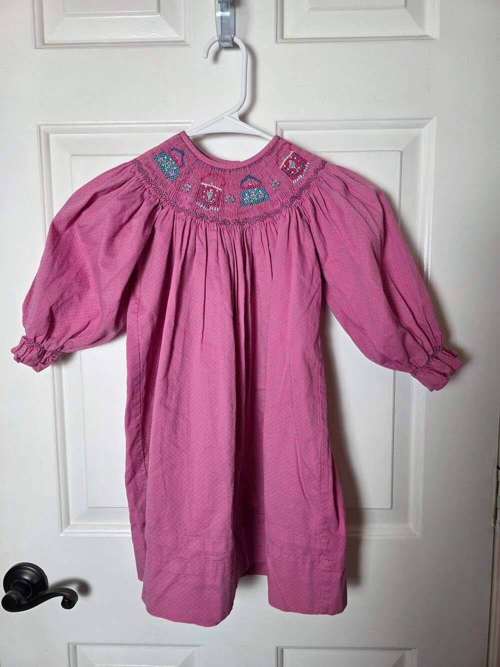 Castles and Crowns Smocked Dress Size 2T Pink Blue Polka Dot